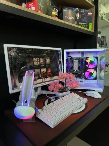 Pc Gamer Full BRanco Completo AMD Ryzen 5 16 de  RAM SSD 512 + NOTA FISCAL (Lojaswiki)