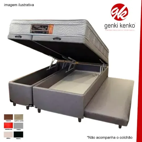 cama box bau bipartido com auxiliar casal