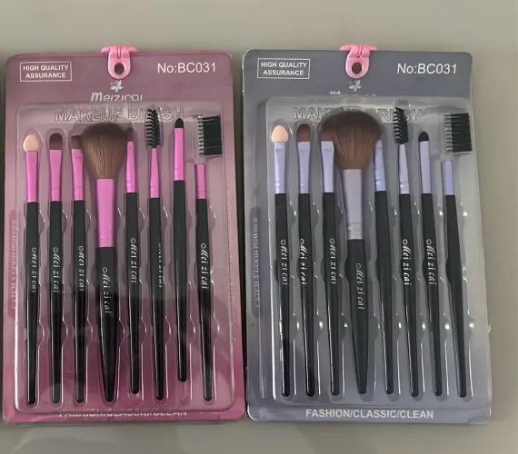 Pincel de Maquiagem Rosa - Kit com 8 Pincéis