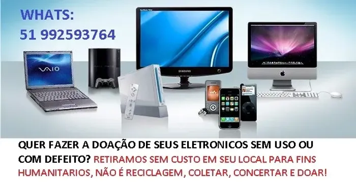 Descarte sem custo seu Eletrônicos sem uso ou estragados com a gente e ajude muita gente.