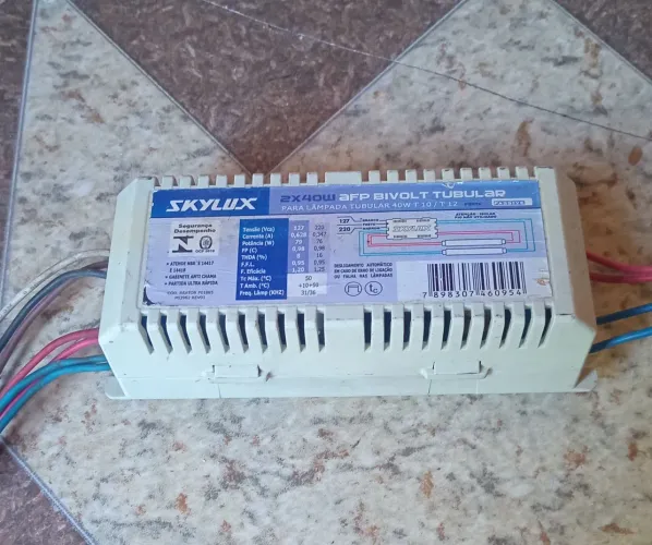 Reator Eletrônico para Lâmpada Fluorescente 2x40W Bivolt