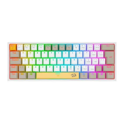 Teclado Mecânico 60% Redragon Fizz Yellow/White/Grey RGB Switch Brown - WZetta