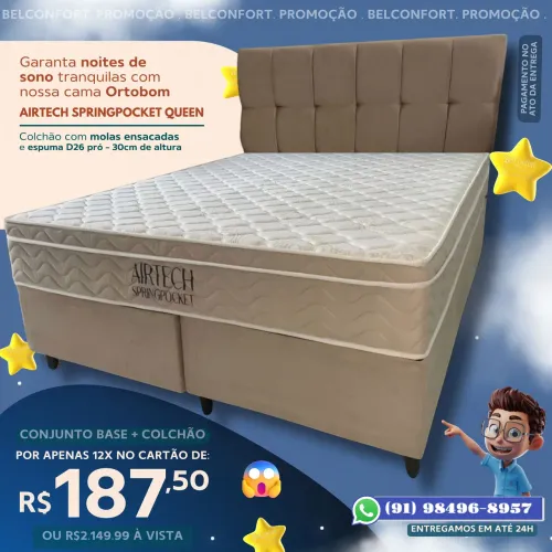 CAMA QUEEN ORTOBOM COLCHÃO 30CM 