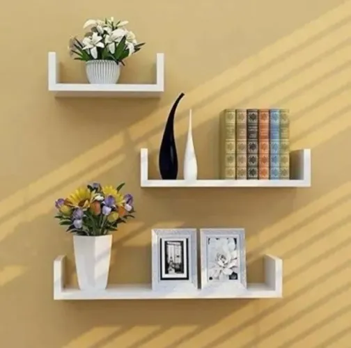 KIT 3 PRATELEIRAS EM U 30/35/40 BRANCO EM MDF DECORATIVO / Leia a descrição do anúncio