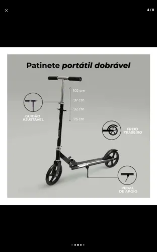 Patinete 2 rodas para crianças e adolescentes e adultos até 100kg com apoio