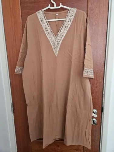 Moda praia Verão - Vestido praiano linhão com renda