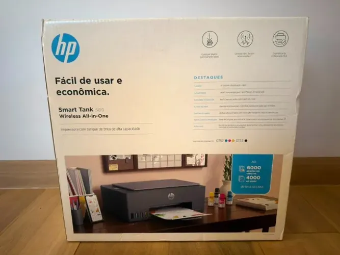 Impressora Multifuncional HP Smart Tank 589, Tanque de Tinta Colorida, Wi-Fi - Lacrada