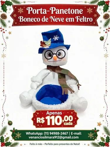 Porta panetone boneco de neve