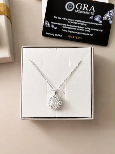 COLAR MOISSANITE prata legítima com rhodium garantia e cód 85257