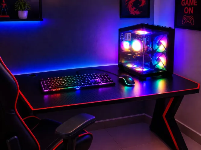 PC gamer Ryzen 7 com acessórios