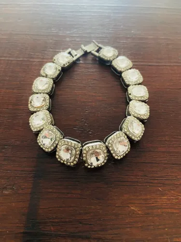 Pulseira cravejada de zircônia aço inox 