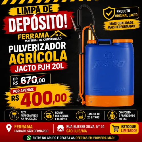 PULVERIZADOR AGRICOLA JACTO PJH 20L