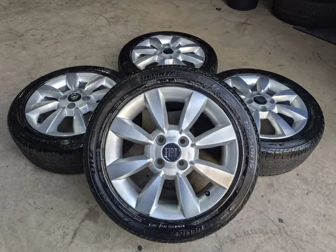 Rodas Aro 15" Fiat HLX + Pneus 195/50 R15"- Aceito Cartão 