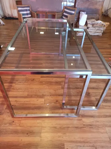 Mesa de Vidro Luxo com Estrutura Inox - Linda | Excelente Estado