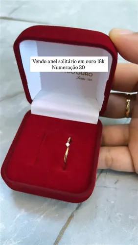 Anel solitário em ouro 18k numeração 20