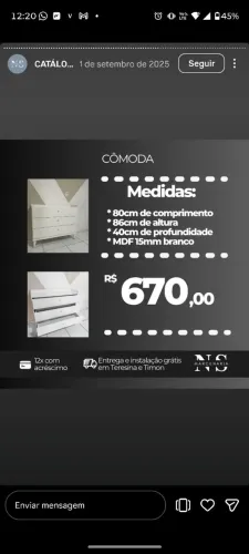 Vendo cômoda 5 meses de uso 