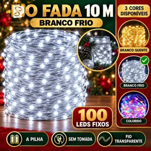 Fio De Fada 100 Leds 10 Metros Cordão Pisca Luzes Festa Decoração Árvore NataL -NOVO