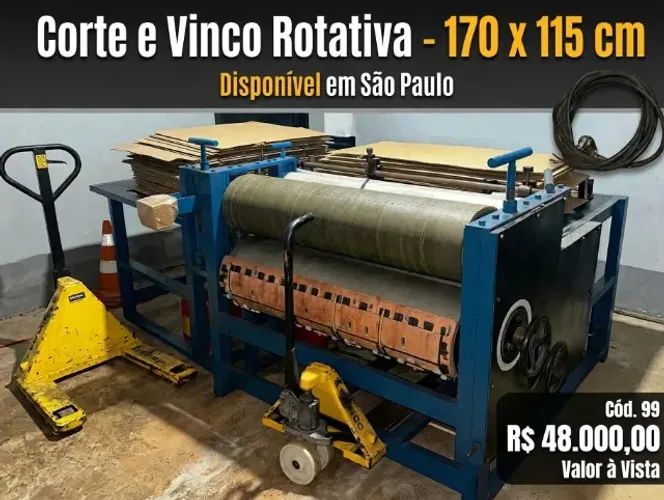 Máquina Corte e Vinco Rotativa 170 x 115 cm - São Paulo - R$ 48.000,00 - Cód. 99