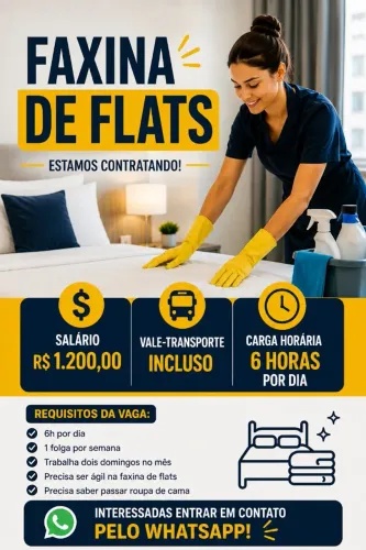 Vaga imediata para Faxineira