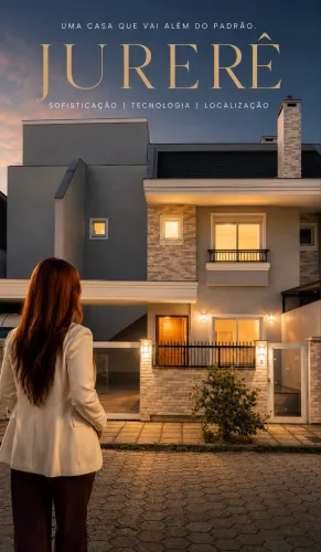 Casa Nova 4 Suítes em Jurerê | 217m² | 2 Vagas | Hobby Box | Semi Mobiliada