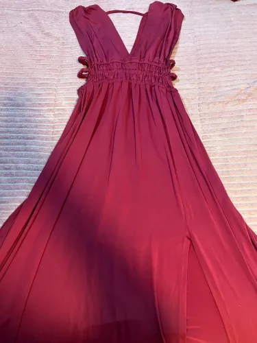 vestido shein longo vinho p