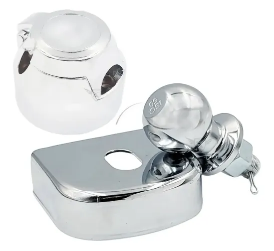 Kit Engate Rabicho Inox Capa Bola E Tomada 6 Polos Cromada