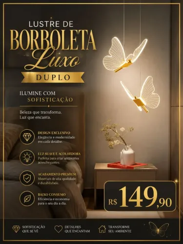 Lustre de borboleta luxo