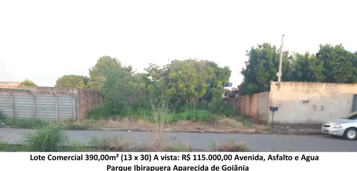 Leia a descrição: Lote Comercial 390,00m² (Avenida, Asfalto e Agua) Parque Ibirapuera
