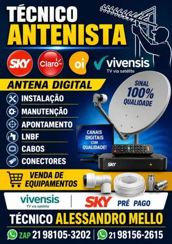 Técnico antenista sky oi claro vivensis 
