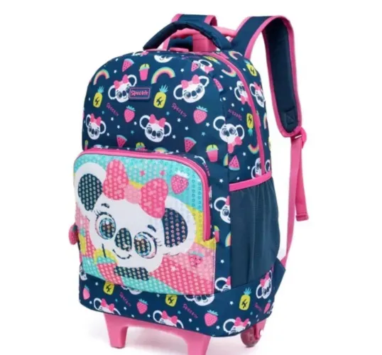 Kit infantil mochila de rodinha e lancheira
