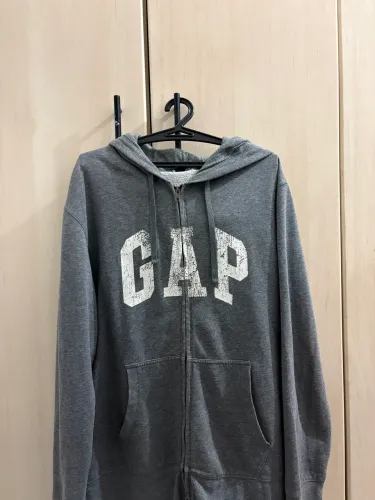 Moletom GAP Original Cinza com Capuz e Zíper | Tam. L