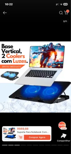 Suporte Para Notebook Com Cooler  e Luzes Apoio notebook Articulado Home Office