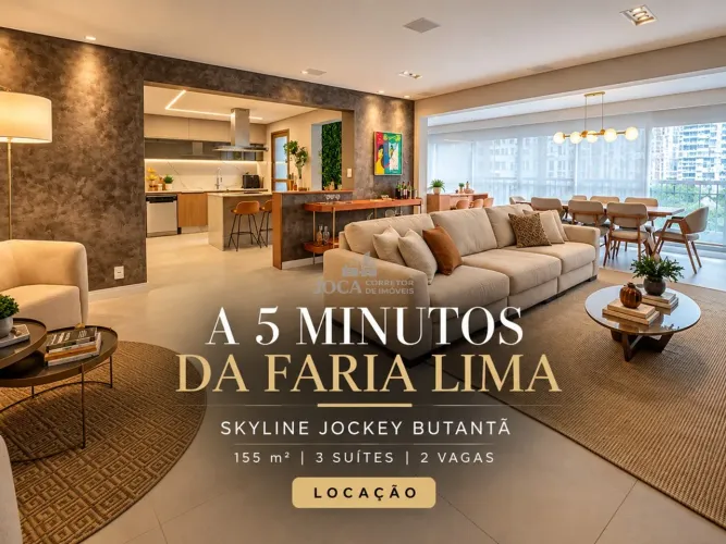 A 5 MINUTOS DA FARIA LIMA | SKYLINE JOCKEY BUTANTÃ | 155 m² | 3 SUÍTES | 2 VAGAS