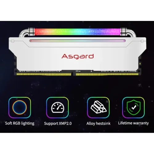Memória DDR4 8GB Led RGB 3200Mhz Branca ASG