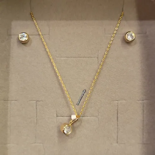 Conjunto Rommanel Colar 42cm com Pingente e Brincos de Cristal Solitário 531638