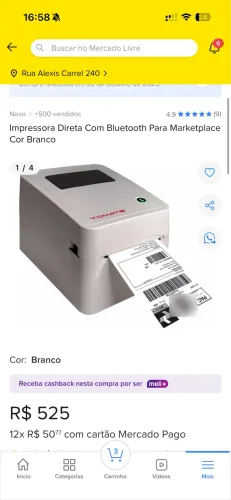 Impressora Direta Com Bluetooth Para Marketplace Cor Branco