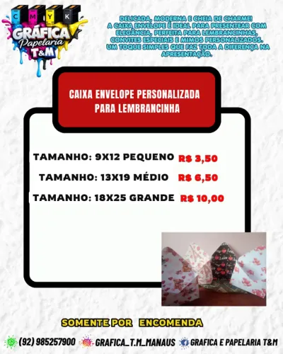 caixa envelope personalizado para lenbrancinhas