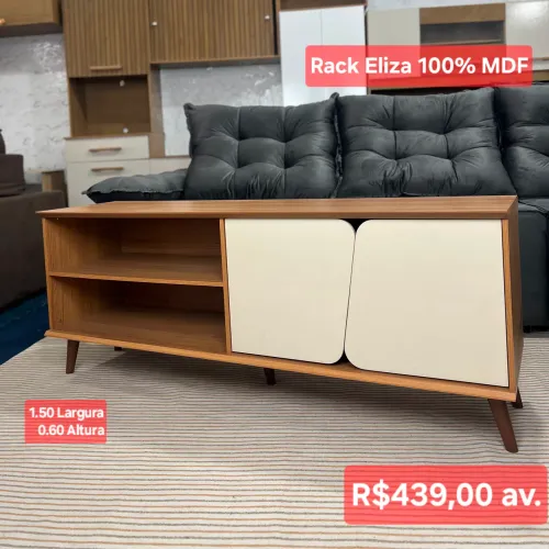 PROMOÇÃO URGENTE - Rack 100% MDF Eliza para Tv com 55 POLEGADAS