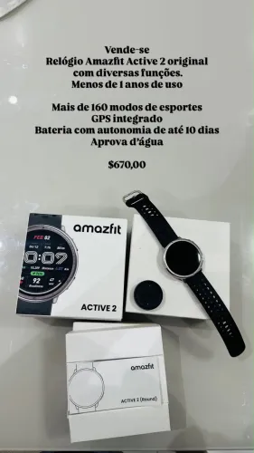 Vende-se Relógio Amazfit Active 2 Original com Caixa e Carregador