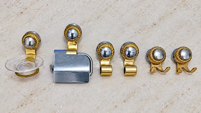 KIT ACESSÓRIOS PARA BANHEIRO EM BRONZE E INOX