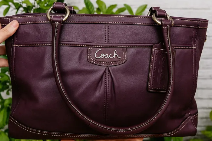 Bolsa COACH ORIGINAL Couro Roxa