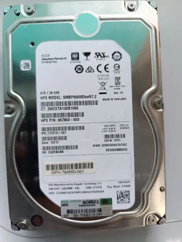 Hd HP/Seagate SAS 3,5' 6TB 7,2k