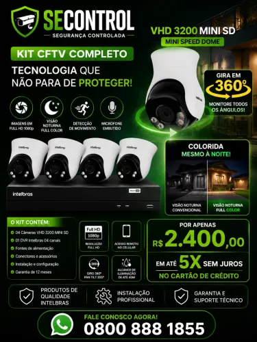 Kit câmeras mini speed dome intelbras, instalado