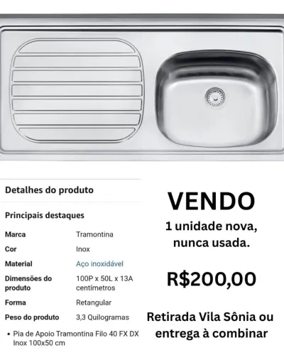 Pia Tramontina inox