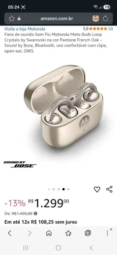 FONE DE OUVIDO BLUETOOTH MOTO BUDS LOOP - XT2545-1 - CHAMPAGNE