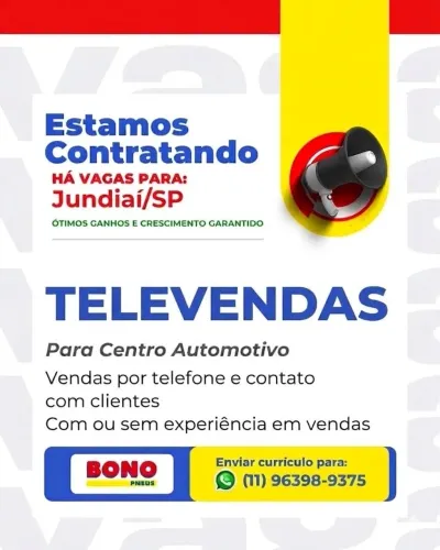 Vaga para televenda ótimos ganhos