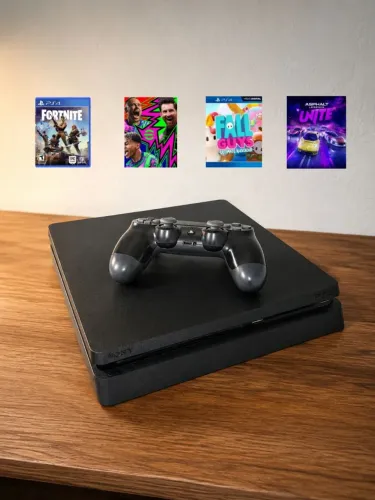 PS4 SLIM + CONTROLE ORIGINAL + JOGOS