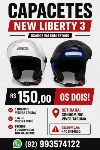 CAPACETES NEW LIBERTY 3 - R$ 150,00 (os dois)