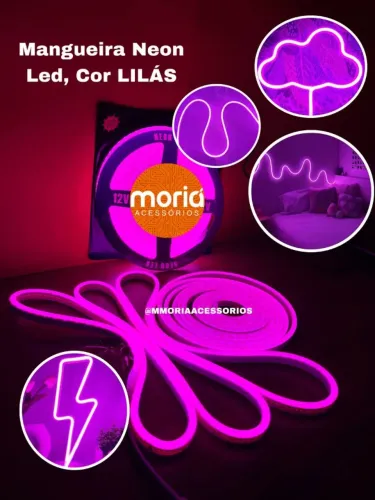 Mangueira de Led 5M Neon Flexível IP67 com Fonte 12v Cor Lilás