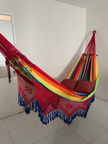Rede super King varanda de crochê
